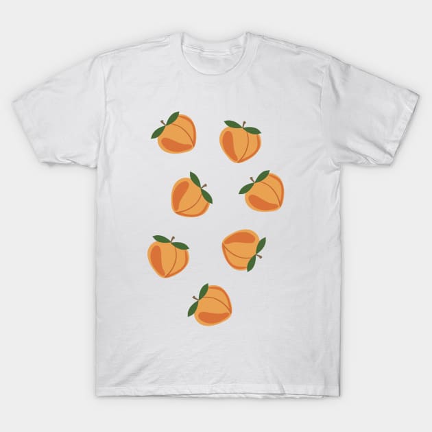 Juicy heart-shaped peaches, retro style print T-Shirt by KINKDesign